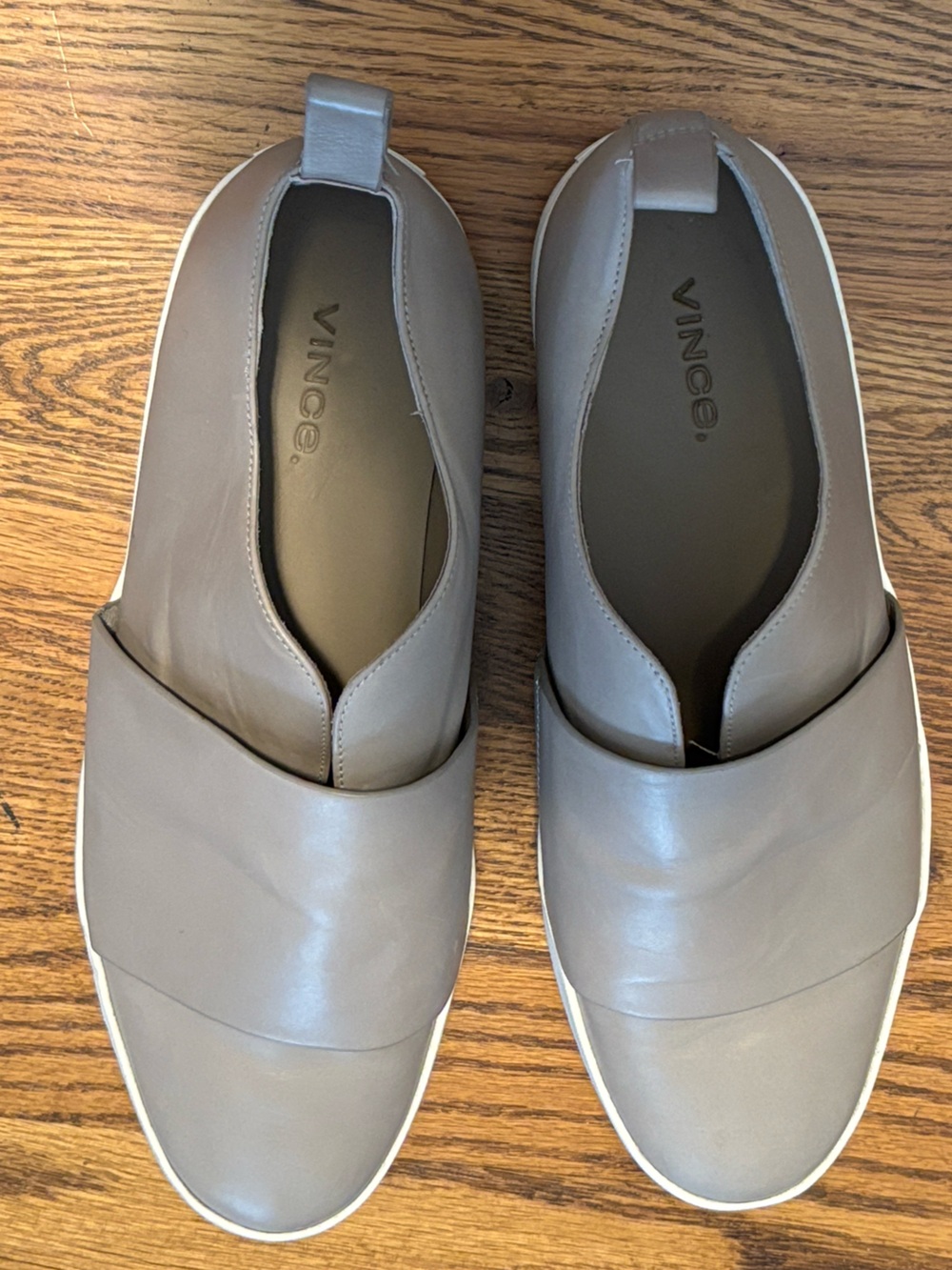 Vince Wallace Gray Leather Slip-On Sneakers Size 37